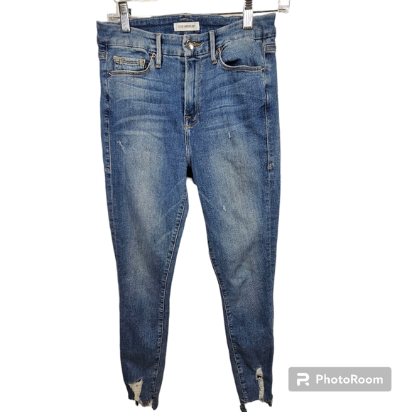 Good American Good Legs Raw Step Hem Skinny Jeans Size 8/29 - Picture 2 of 13